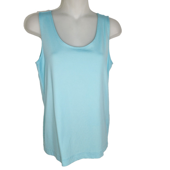 Chicos Womens Microfeel Timeless Tank Top Solid Knit Sleeveless Basic Small Blue - Picture 1 of 9